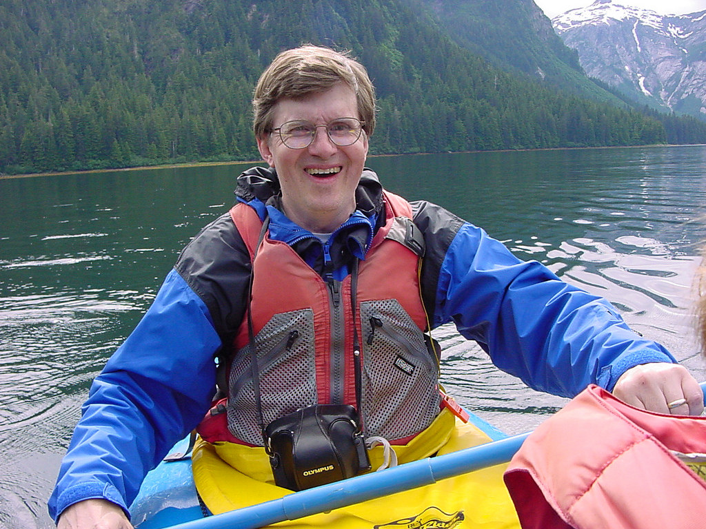 Laura's husband in a kayak